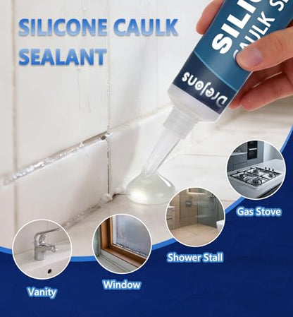 Clear Silicone Sealant Caulk Waterproof Silicone Caulk All Purpose Stronger Adhesion Sealant for Kitchen and Bathroom, Window, Door 3.38 fl oz - size: 3.38 fl.oz