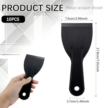 10Pcs Plastic Putty Scraper, Putty Knives for Taping Drywall Spreading Painting Wall Scratching, 3" Width 6mm Thin