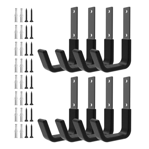 Heavy Duty Utility Hooks - Wall Mount, Hose Holder, Bike & Ladder Hooks, Chainsaw & Leaf Blower Hanger - 8 Small - size: 8 S