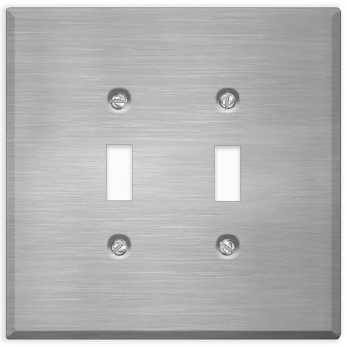 2-Gang Oversized Toggle Switch Stainless Steel Wall Plates – 5.5" x 5.5" Decorative Covers for Outlets, Switches, and Rotary Dimmers | 2-Gang Oversized Toggle Switch Faceplate - color: Toggle Switch, size: 2 Gang
