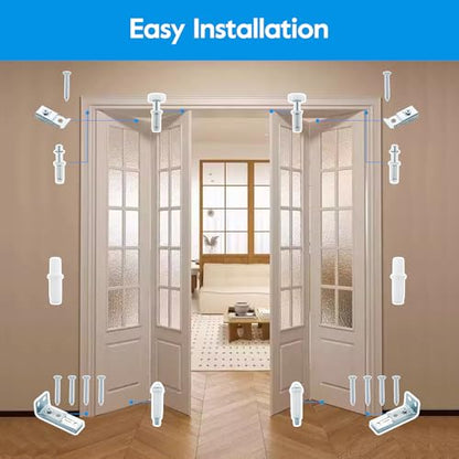 HOME MASTER HARDWARE Bifold Door Hardware Repair Kit, 2 Pack Bi-fold Sliding Closet Doors Replacement Parts, Folding Pocket Door Replacement Parts Set,Include Top Bottom Pivots Bracket and Guide Wheel