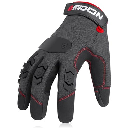 NoCry Heavy Duty Work Gloves for Men - Soft PVC Knuckle Protection - Reinforced Fingers & Thumb Crotches - Padded Palms - Double Stitched with Grip and Touchscreen Tips - size: X-Small, style: Pro