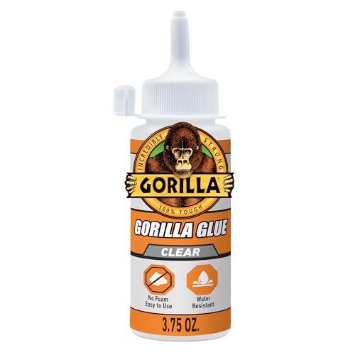 Gorilla Clear Glue, 3.75 Ounce Bottle (Pack of 1) - Crystal Clear, All Purpose, and Water Resistant - size: 1 - Pack, style: 3.75 Ounce