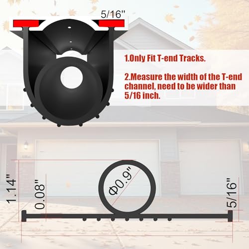 Garage Door Seals Bottom Rubber - 16.5Ft EPDM Weatherproof Weather Stripping for 5/16" T-End Garage Doors, Blocks Drafts/Rain/Rodents, Noise-Reducing & Energy Saving - size: No track - 16.5 Feet