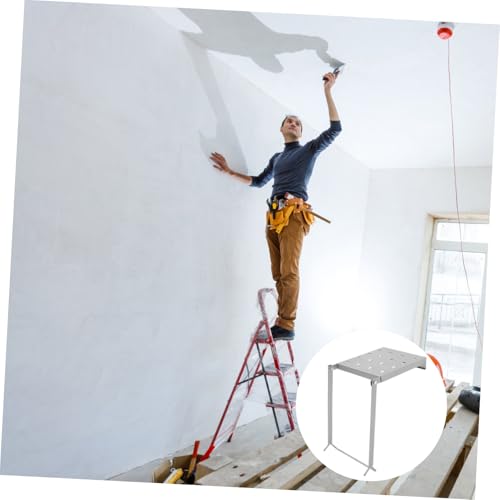 TEHAUX Iron Folding Work Platform for Ladders Versatile Tray with Tool Holder Space Saving Design for Easy Storage for Painting and Repairs