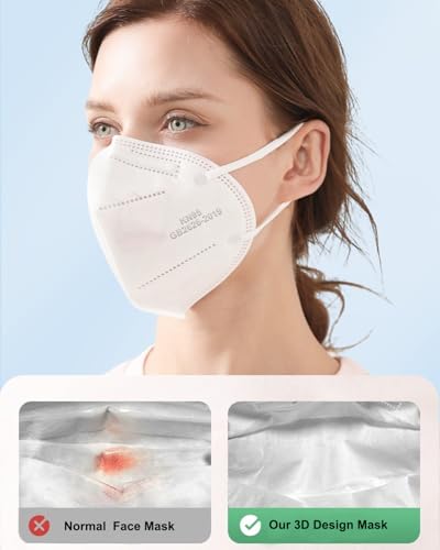 KN95 Face Masks 50 Pack, 5 Layer Breathable Disposable Cup Dust Safety Masks Individually Wrapped， - color: Grey 50 Pack