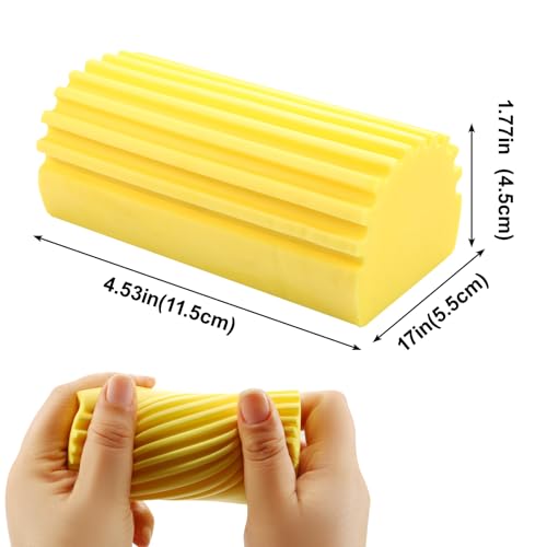 4-Pack Damp Cleaning Sponge Brush Set - Suitable for Kitchen and Car Window Cleaning,Mirrors, Window Track Grooves, Multi-Functional Cleaning Products That are Efficient Cleaning Tools(Yellow) - color: Yellow