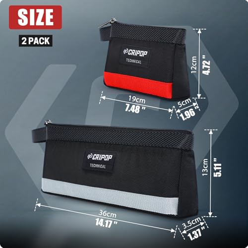 2 Pack Stand-Up Zipper Bag Tool Pouch, 7.5-Inch and 14-Inch Small Tool Bags with Handle, Multipurpose Utility Bag for Tool Organizers and Storage - style: 2 Stand-up Zipper Bags