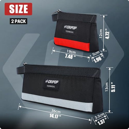 2 Pack Stand-Up Zipper Bag Tool Pouch, 7.5-Inch and 14-Inch Small Tool Bags with Handle, Multipurpose Utility Bag for Tool Organizers and Storage - style: 2 Stand-up Zipper Bags