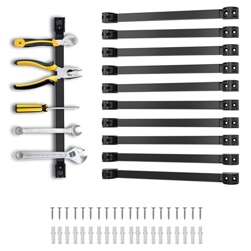 16" Magnetic Tool Holder, 10 Packs Magnetic Storage Strips Magnet Bar PVC Coated for Garage Tool Organizer Mounted Hanging Strip,Heavy Duty of Holder Easy to Install - style: 16IN-10 PACK