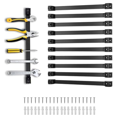 16" Magnetic Tool Holder, 10 Packs Magnetic Storage Strips Magnet Bar PVC Coated for Garage Tool Organizer Mounted Hanging Strip,Heavy Duty of Holder Easy to Install - style: 16IN-10 PACK