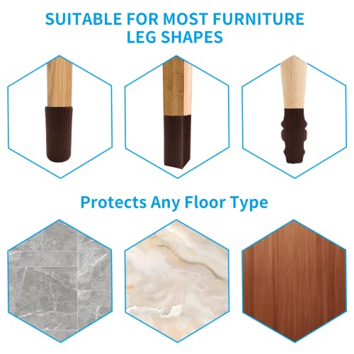 32 PCS Dark Coffee Chair Leg Socks,Chair Leg Protectors Double Thickness for Hardwood Floors, Furniture Booties Set for Moving Easily and Reduce Noise