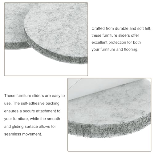 uxcell Furniture Pads, 8Pcs 2.5" - Round Self Adhesive Felt Furniture Pads, Floor Protectors for Furniture Feet Chairs Legs Hardwood Floors (Gray) - size: 2.5"