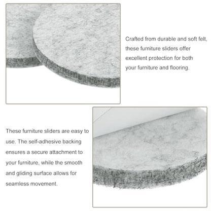uxcell Furniture Pads, 8Pcs 2.5" - Round Self Adhesive Felt Furniture Pads, Floor Protectors for Furniture Feet Chairs Legs Hardwood Floors (Gray) - size: 2.5"