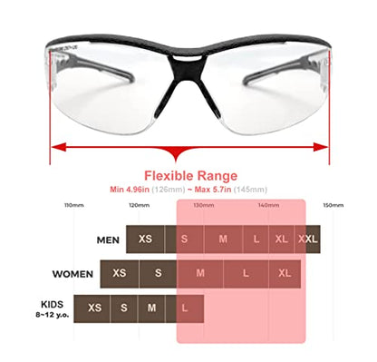 HTS HUNTERSKY Super Flexible Lightweight Anti Fog Wrap-Around U6 Clear Shooting Safety Glasses with ANSI Z87.1 Scratch Resist - color: Black / Clear (With Case)