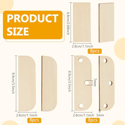 BENECREAT 24pcs Multiple Size Door Edge Filler Plates, Blanched Almond Wood Self-Adhesive Repair Plates for Cabinet Hinges and Exterior Door Lock Holes