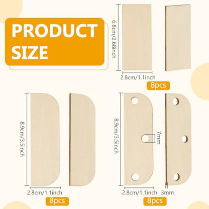 BENECREAT 24pcs Multiple Size Door Edge Filler Plates, Blanched Almond Wood Self-Adhesive Repair Plates for Cabinet Hinges and Exterior Door Lock Holes
