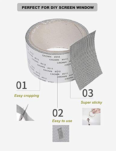 ACEBON Window Screen Repair Kit - 2"x80' Tape for Tears & Holes, Strong Adhesive Black Fiberglass Mesh - color: Black, size: 2in x 80in