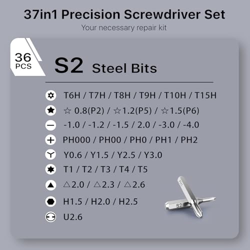 Stocking Stuffers for Men Adults Him, AXTH 37in1 Small Precision Screwdriver Set, Christmas Gifts, Professional Magnetic Mini Repair Tool Kit for Computer, Watch, Laptop, Tiny Electronic - style: 37in1