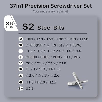 Stocking Stuffers for Men Adults Him, AXTH 37in1 Small Precision Screwdriver Set, Christmas Gifts, Professional Magnetic Mini Repair Tool Kit for Computer, Watch, Laptop, Tiny Electronic - style: 37in1