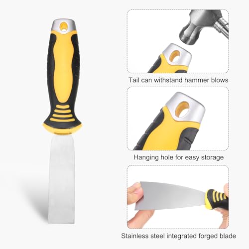 uxcell Putty Knife 1" High Carbon Steel Paint Scraper Flexible Drywall Repair Mud Knife for Removing Cement Wallpaper Mud Adhesive Taping with Metal Hammer End - size: 1"