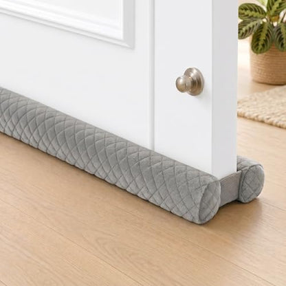 Ciieyuo Premium Velvet Under Door Draft Stopper, 30'' to 36'' Adjustable Gap Filler, Double-Sided Windproof Seal, Easy Install to Block Noise, Cold Air, Light, Dust, and Drafts - color: Gray, size: 30'' to 36''