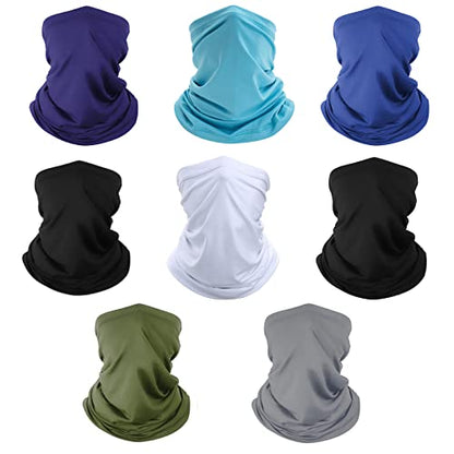 Neck Gaiter Bandana Face Mask: Sun Cooling Scarf Gator Cover Head for Men Women - color: Multicolor-8pack