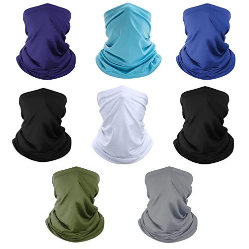 Neck Gaiter Bandana Face Mask: Sun Cooling Scarf Gator Cover Head for Men Women - color: Multicolor-8pack