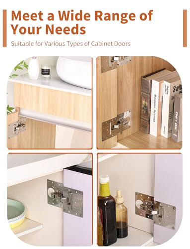 12PCS Upgraded Cabinet Hinge Repair Plate Kit: FOGZUVR Durable Door Hinge Mounting Plate Stainless Steel, Large Cabinet Fix Board with Screws for Kitchen Cabinet, Cupboard Doors and Furniture