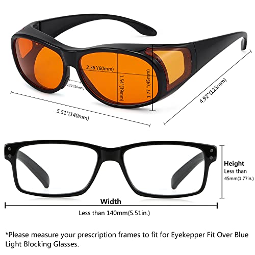 Eyekepper 100% Blue Light Reduction,Fitover Anti-Blue Blocking Computer Glasses with Extra Amber Lens - color: 1804-black-100% Blue Light Blocking