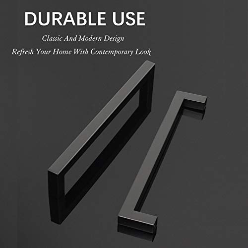 KNOBWELL 6 Pack Matte Black Kitchen Cabinet Door Handles 7-9/16 inch - T Bar Square Kitchen Cupboard Bathroom Vanity Pulls, 7-9/16" Inch Hole Centers, Modern Drawer Pulls - color: Matte Black, size: Hole Center:7-9/16 inch(192mm)