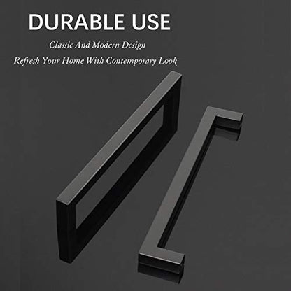 KNOBWELL 6 Pack Matte Black Kitchen Cabinet Door Handles 7-9/16 inch - T Bar Square Kitchen Cupboard Bathroom Vanity Pulls, 7-9/16" Inch Hole Centers, Modern Drawer Pulls - color: Matte Black, size: Hole Center:7-9/16 inch(192mm)