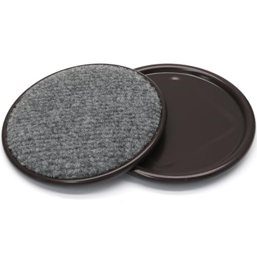 12Pcs Round Metal Felt Furniture Caster Cups, 4Inch Carpet-Bottom Furniture Sliders Non-Slip Wheel Savers, Floor Protectors Pads for Hardwood, Tile & Laminate Floors - size: Round,4"