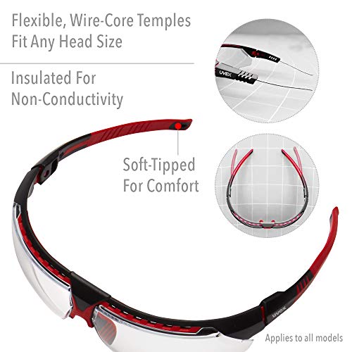 Honeywell Uvex by by Avatar Safety Glasses Red Frame with Clear Lens & Anti-Scratch Hardcoat (S2860) - color: Red Frame
