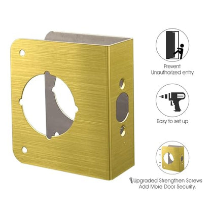 Door Guard Reinforcer 1-3/8" Thick with 2-3/8" Backset 2-1/8" Bore in Satin Brass Finish 1PC - color: K9008 Satin Brass