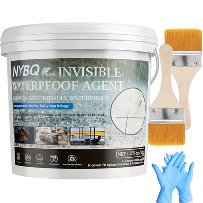 NYBQ Waterproof Sealant Coating 175oz, Transparent Invisible Waterproof Agent, Super Strong Anti-Leakage Polyurethane Coating for Bathroom, Roofs, Kitchen, Patio, Walls, Indoor & Outdoor - style: 175OZ