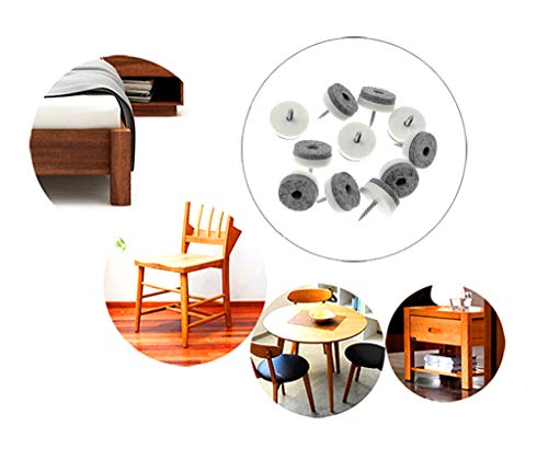 ALIMITOPIA 40pcs Screw-on Furniture Felt Pad Chair Glide Slider Hardwood Floor Protector for Wooden Leg Feet of Chair Table Furniture(Φ24mm or 0.95";White) - size: 24mm(White)