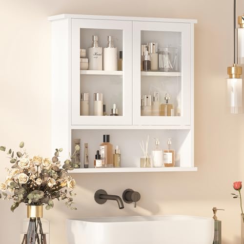 Modern Hanging Bathroom Cabinet, Sturdy Wooden Medicine Cabinet with Buffering Hinge & Anti-Scratch Door, Space-Saving Wall Mounted Over Toilet (Acrylic-Insert Panel Door) - style: Acrylic-Insert Panel Door