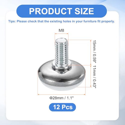 uxcell 12Pcs M8 Thread Furniture Feet Levelers, 28x15mm Adjustable Leveling Table Feet, Screw on Furniture Glide Leveling for Chair Stool Legs, White - color: White, size: M8 x 28 x 15mm