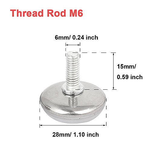 30Pcs Adjustable Furniture Leg Base Leveller Table Leveling Feet Pads, M6 x 15mmThreaded Rod