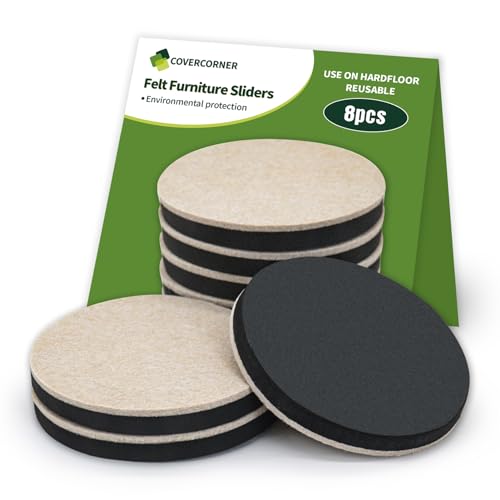 Furniture Sliders for Hardwood Floors 8 PCS - 4 3/4 inch Sliders for Moving Furniture – Felt Furniture Pads for Hardwood Floors - size: 8 PCS 4 3/4" Beige