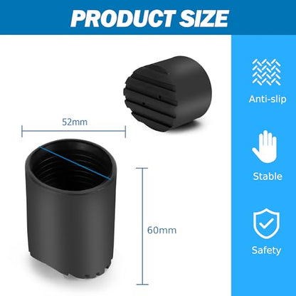 2 Pcs Telescoping Ladder Rubber Replacement Feet - Non-Slip Pads for Enhanced Stability and Safety (52mm) - size: 52MM