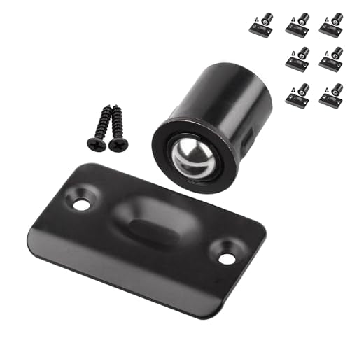 HOMOTEK 8 Pack Drive in Ball Catch with Strike Plate for Closet Doors, Black, 13/16 Inch x 1-1/8 Inchs,Die-cast, Adjustable Tension Ball - color: Black, size: 8 Pack