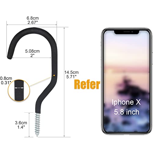 KURUI Road Bike Hooks for Garage Wall, 6 Pack Heavy Duty Bicycle Hangers for Hanging, Wall Mount Bicycle Storage for Ceilings, No Drill Large Ceiling Hooks for Hanging Plants - style: 6 Pcs-6 in