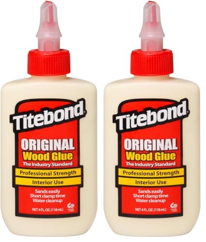 Titebond Original Wood Glue 5062, Industry Standard for Woodworking, Furniture Repair/Assembly, Construction, Home Repair or Modeling, 4 oz (Pack of 2) - size: 4 Ounce (Pack of 2)
