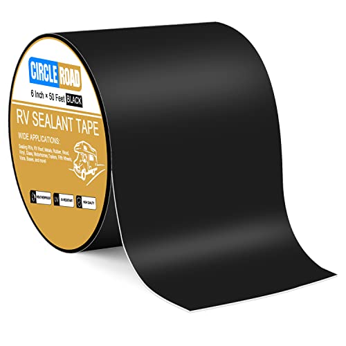 CircleRoad Butyl Sealant Waterproof Tape, RV Roof Tape Black, 6 Inch X 50 Feet RV Repair Sealant Tape, Stop Camper Roof Leaks, UV-Resistant, Weatherproof and Reliable (6In-50FT Black) - style: 6In-50FT Black