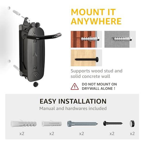 monTEK Swivel Bike Wall Mount, Bike Hangers for Garage, Space-Saving Vertical Bike Rack, Sturdy Bike Storage Rack Holds Up to 66lbs, Easy to Install, Black - size: 1 Pack