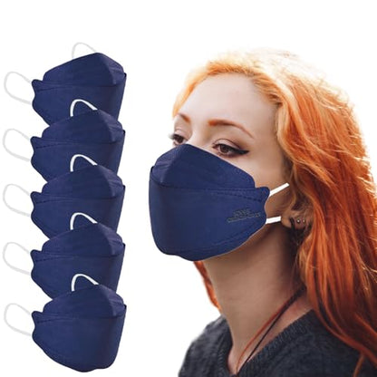 akgk KN95 Face Masks 50 Pack, 5-Ply Disposable Navy Blue Face Mask Against PM 2.5 Smoke and Dust - color: Z-50 Pack-navy Blue