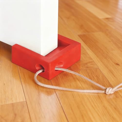 Door Stopper, Shock Absorbent Block Door Stop Wedge, Home Office Door Anti-Collision Non Slip Doorstop for Most Floor Types and Carpet Heavy Duty Door(Red - color: Red