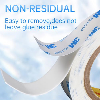 Double Sided Foam Tape | 0.39" x16.5Ft| Strong Adhesive Vibration Resistant Tape for Indoor/Outdoor Paint Wall Picture Hanging Poster|Free Damage Mounting Heavy Duty Foam Tape(0.39in/10mm x 16.5ft) - size: 0.39 in x 16.5 ft